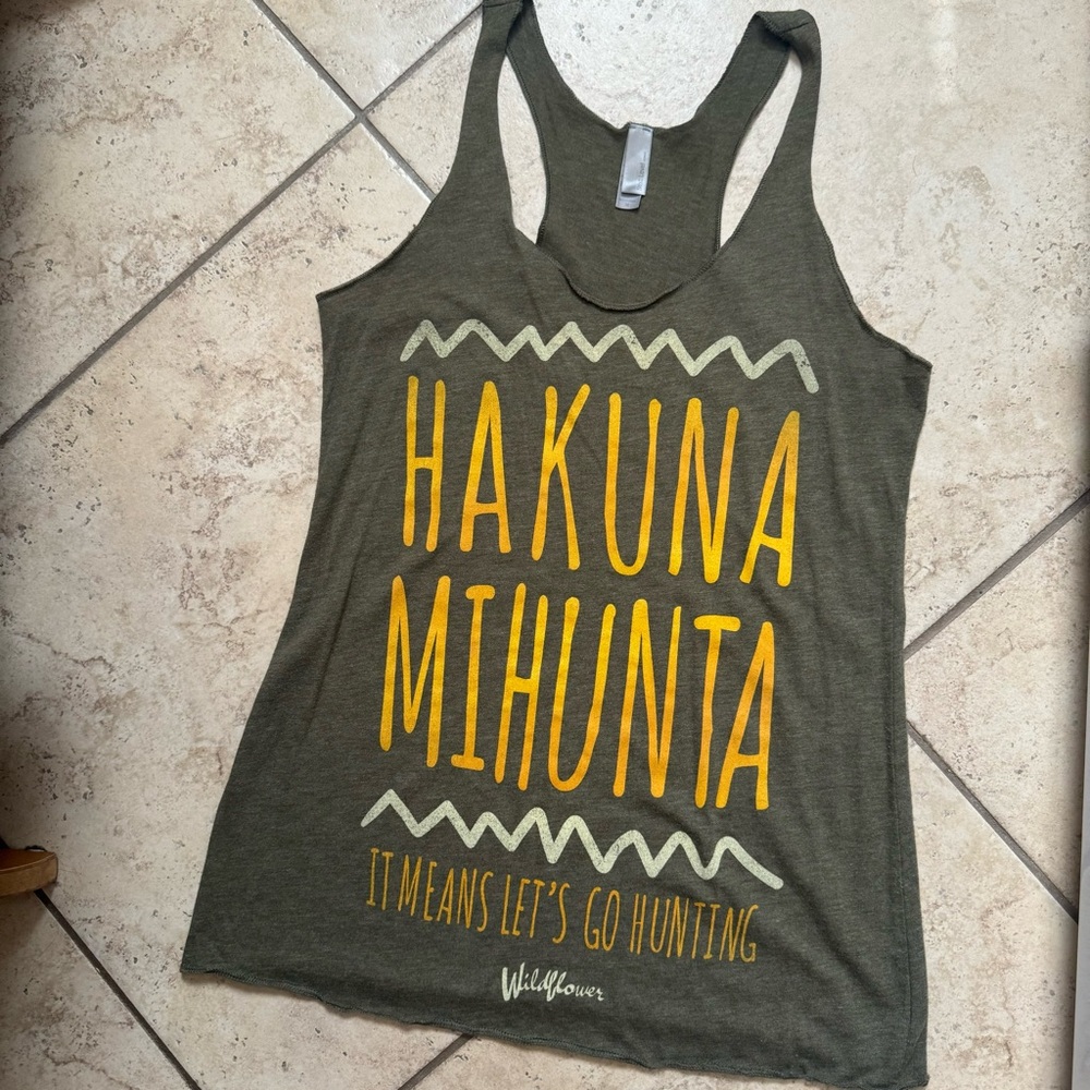 Olive Green/Gray Hunting Graphic Tank Top